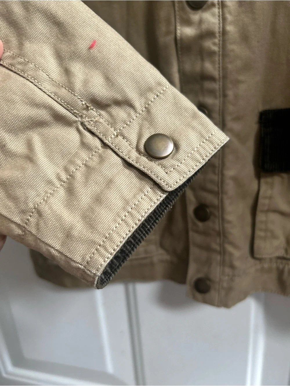 Gymboree Tan Khaki Canvas Jacket with Dark Brown Corduroy Trim Sz 4T-5T